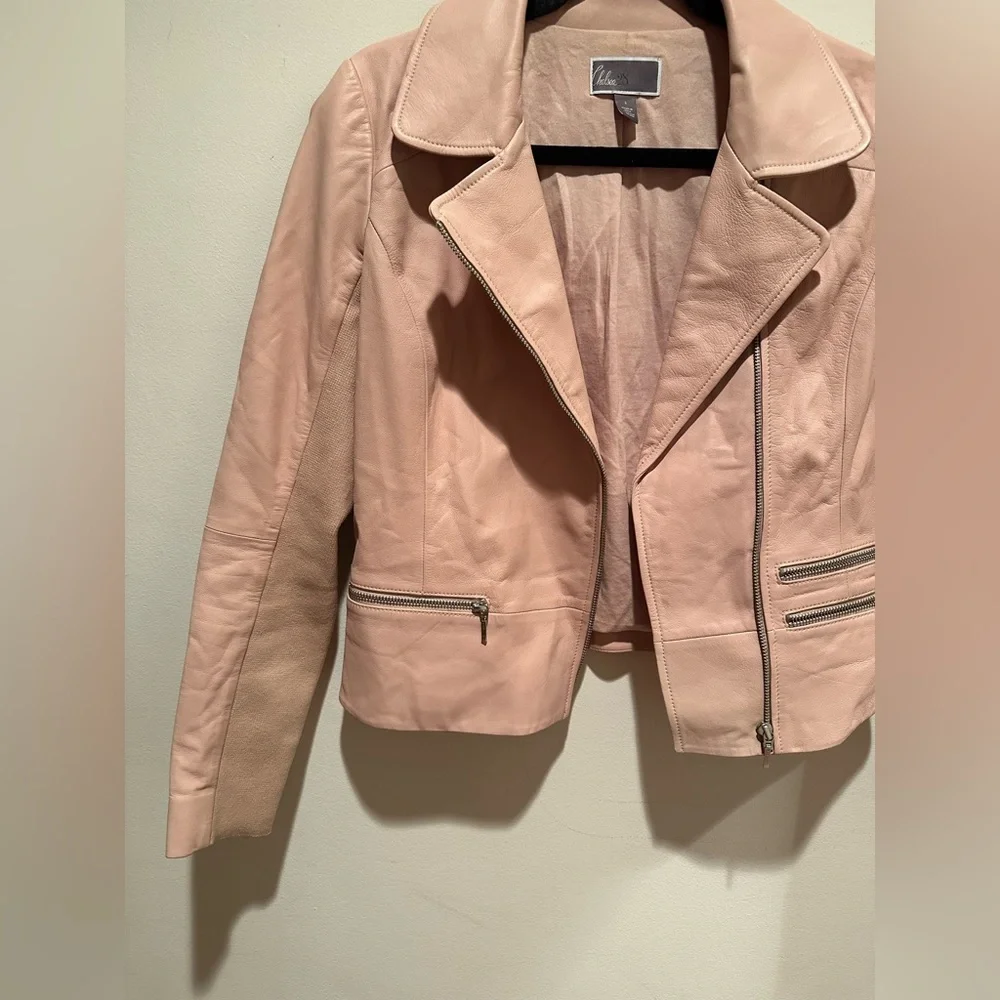 Chelsea28 Pink Leather Bomber Jacket - Picture 3 of 9
